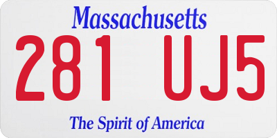 MA license plate 281UJ5