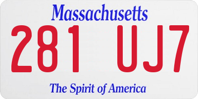 MA license plate 281UJ7
