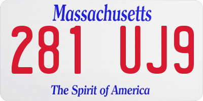 MA license plate 281UJ9