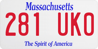 MA license plate 281UK0