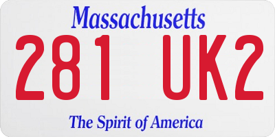 MA license plate 281UK2