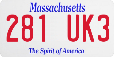 MA license plate 281UK3