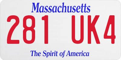 MA license plate 281UK4