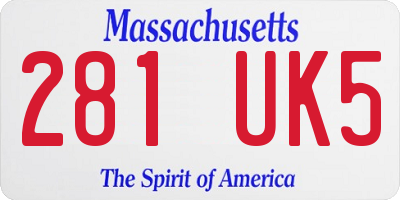 MA license plate 281UK5