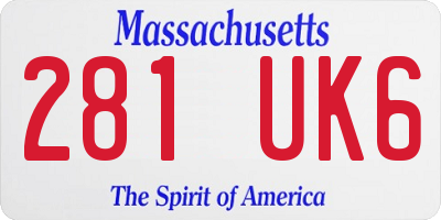 MA license plate 281UK6