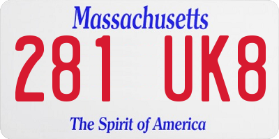 MA license plate 281UK8