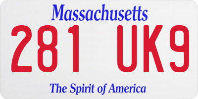 MA license plate 281UK9