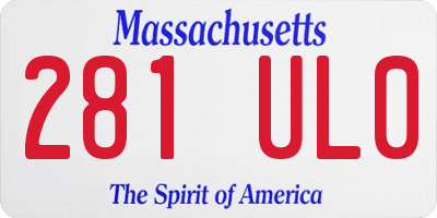 MA license plate 281UL0