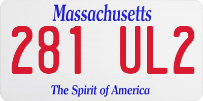 MA license plate 281UL2