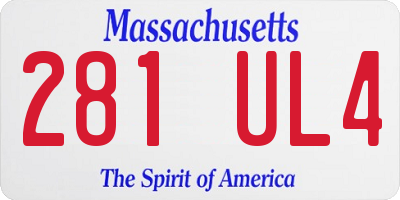 MA license plate 281UL4