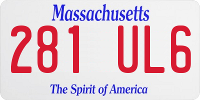 MA license plate 281UL6