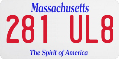 MA license plate 281UL8