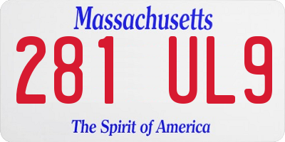 MA license plate 281UL9