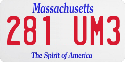 MA license plate 281UM3