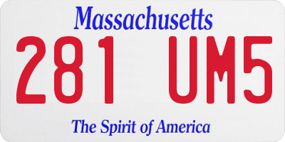 MA license plate 281UM5