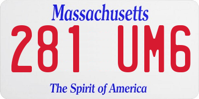 MA license plate 281UM6
