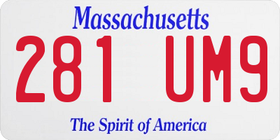 MA license plate 281UM9