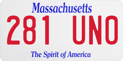 MA license plate 281UN0
