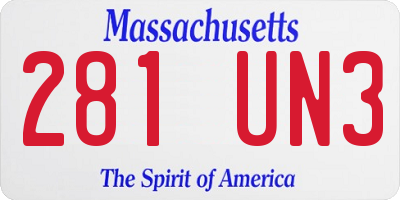 MA license plate 281UN3