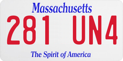 MA license plate 281UN4