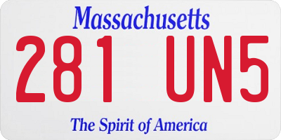 MA license plate 281UN5