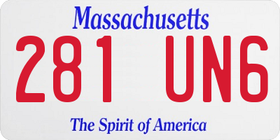 MA license plate 281UN6