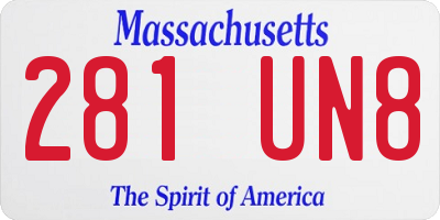 MA license plate 281UN8