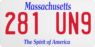 MA license plate 281UN9
