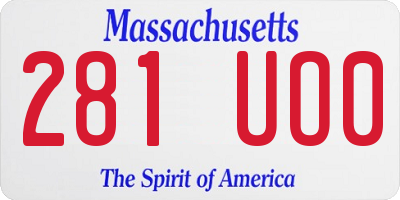 MA license plate 281UO0