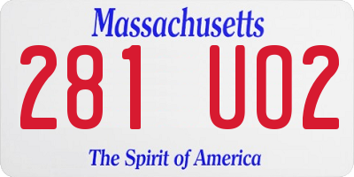 MA license plate 281UO2