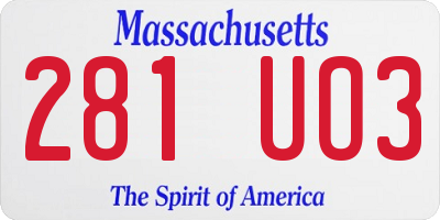 MA license plate 281UO3