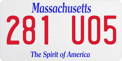 MA license plate 281UO5