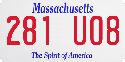 MA license plate 281UO8