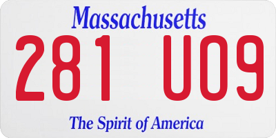 MA license plate 281UO9