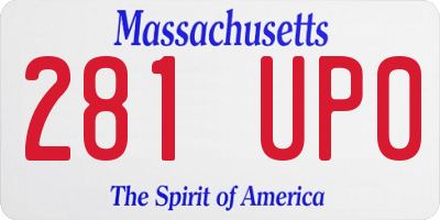 MA license plate 281UP0