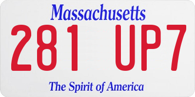 MA license plate 281UP7