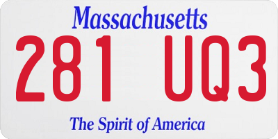 MA license plate 281UQ3