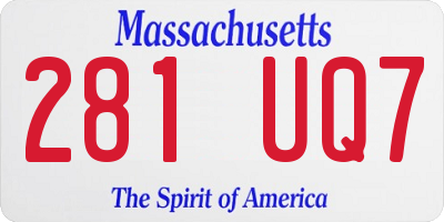 MA license plate 281UQ7
