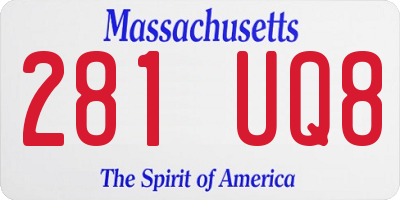 MA license plate 281UQ8
