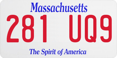 MA license plate 281UQ9
