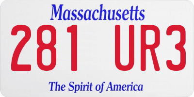 MA license plate 281UR3