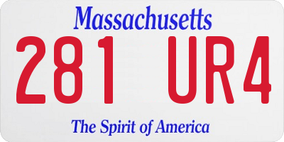 MA license plate 281UR4