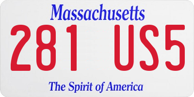 MA license plate 281US5