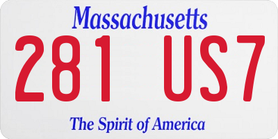 MA license plate 281US7