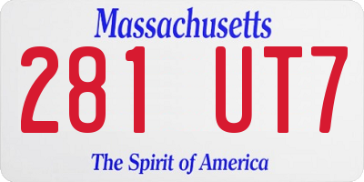 MA license plate 281UT7