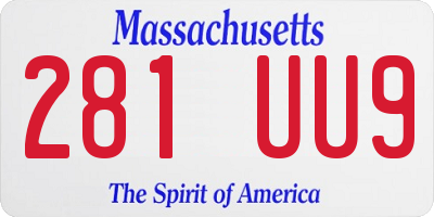 MA license plate 281UU9