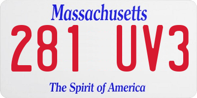 MA license plate 281UV3