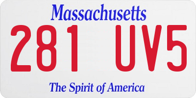 MA license plate 281UV5