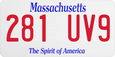 MA license plate 281UV9
