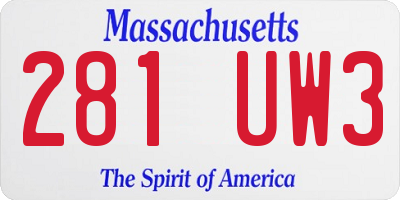 MA license plate 281UW3